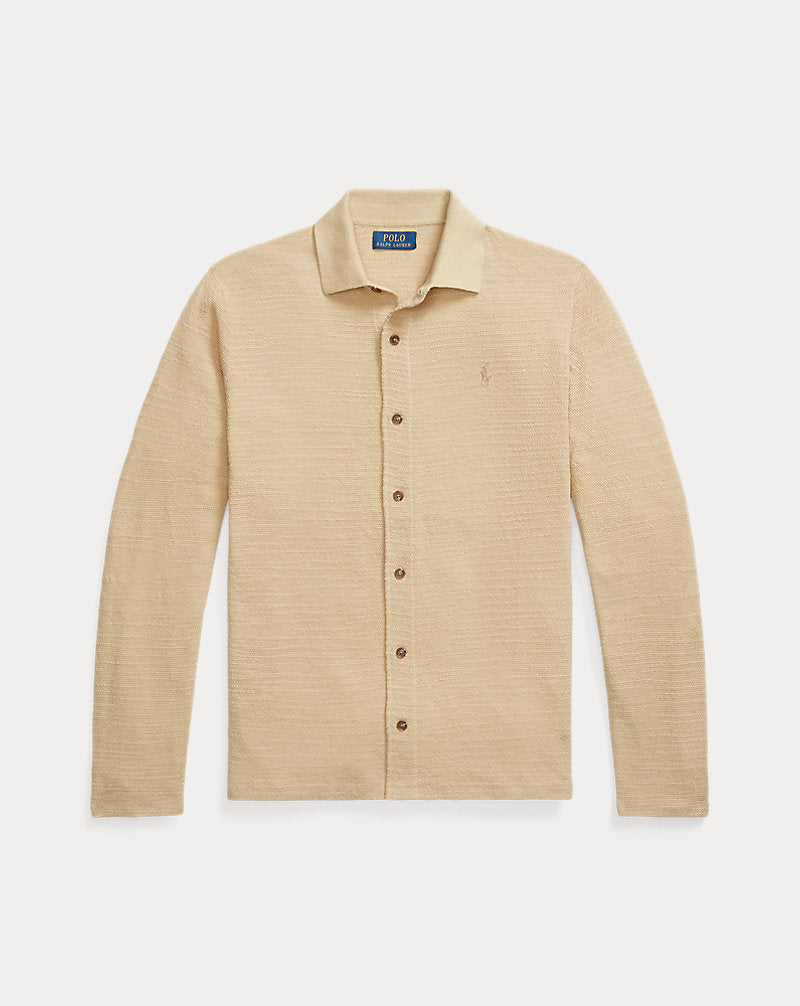 Textured Cotton-Linen Shirt Jumper Coastal Beige