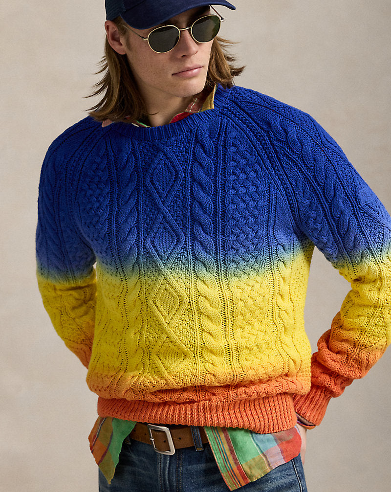 Dip-Dyed Aran-Knit Cotton Jumper Dip Dye Multi
