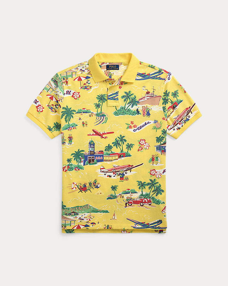 Custom Slim Polo Bear Mesh Polo Shirt On Holiday Bear Yellow