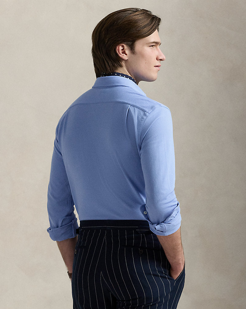 Honeycomb-Knit Shirt Canvas Blue