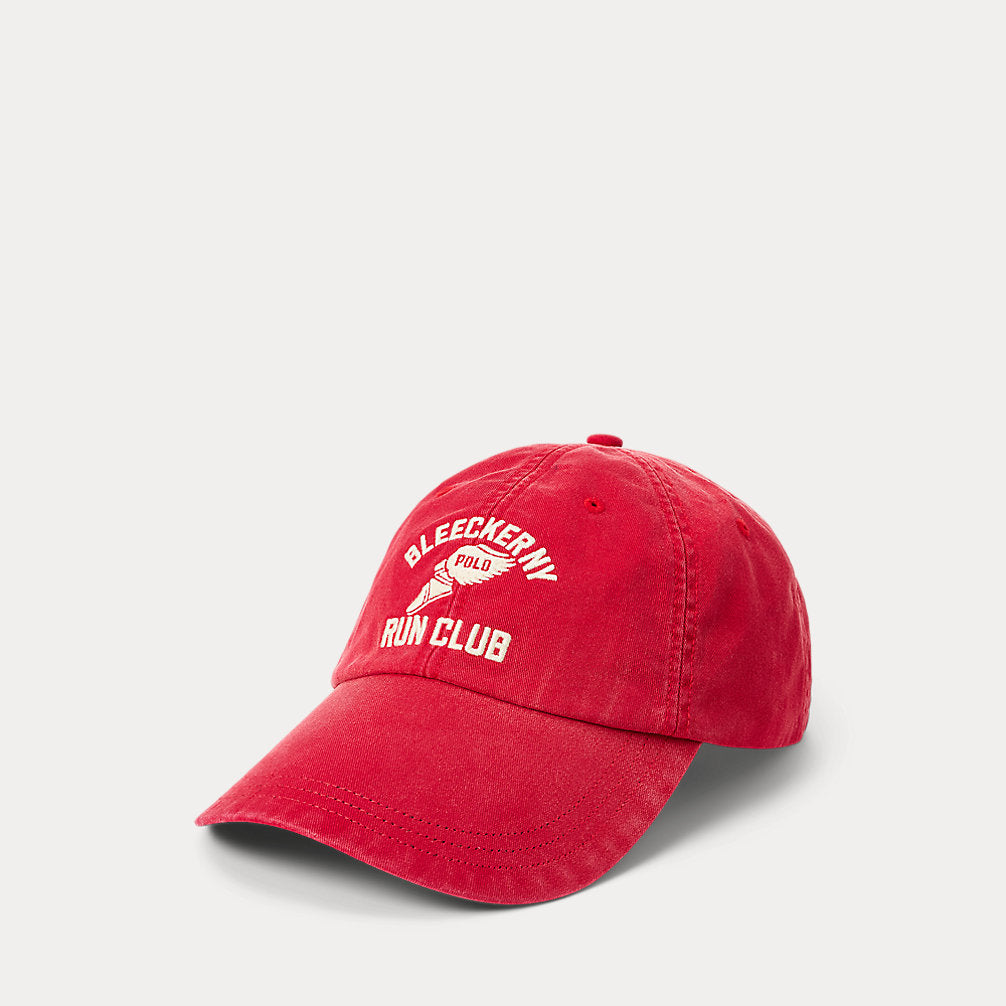 Embroidered Long-Bill Twill Cap Red