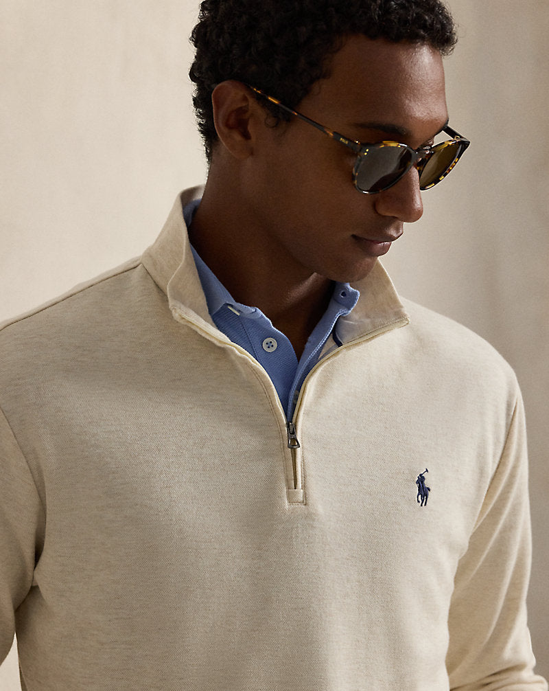 Jacquard Quarter-Zip Pullover Chalk Heather