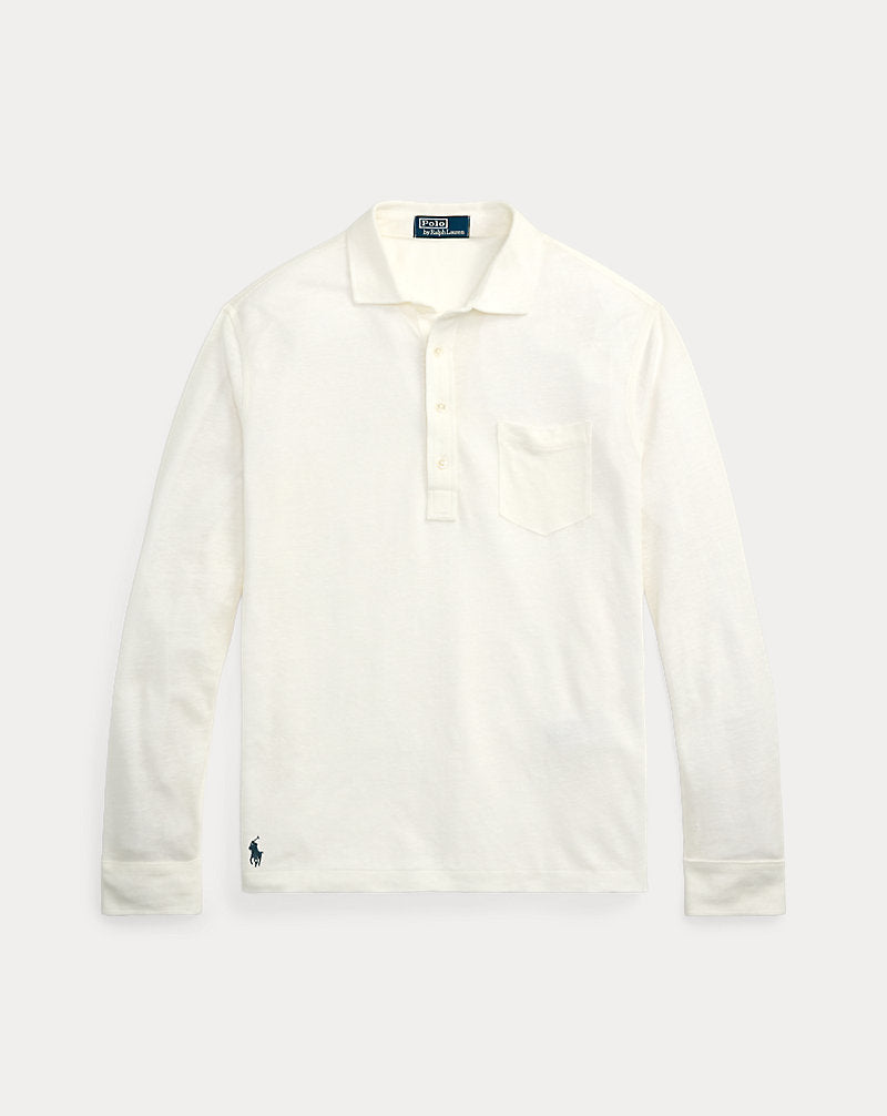 Linen Mesh Polo Shirt Deckwash White