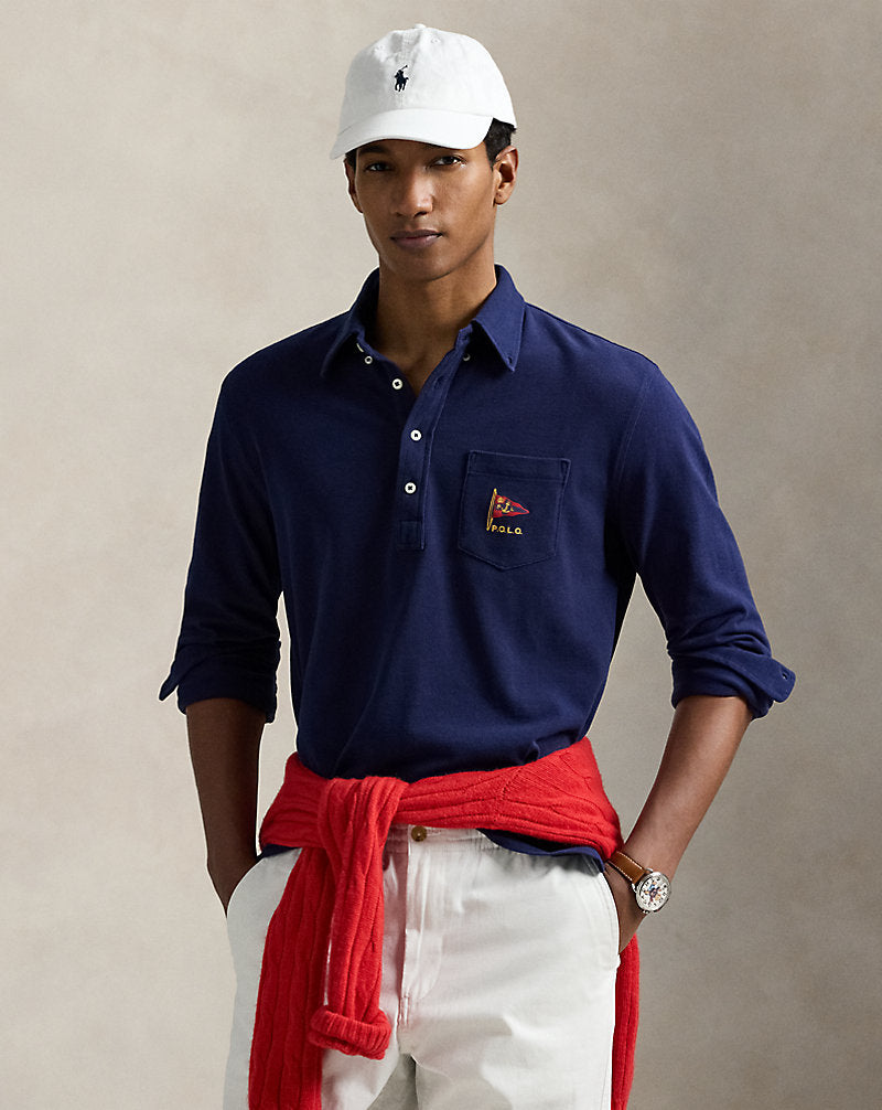 Classic Fit Nautical Mesh Polo Shirt Newport Navy