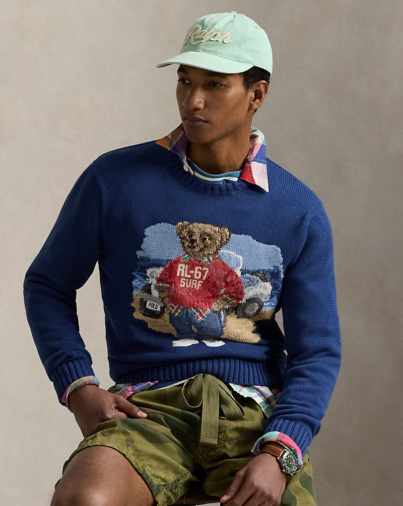 Polo Bear Cotton Jumper Light Navy