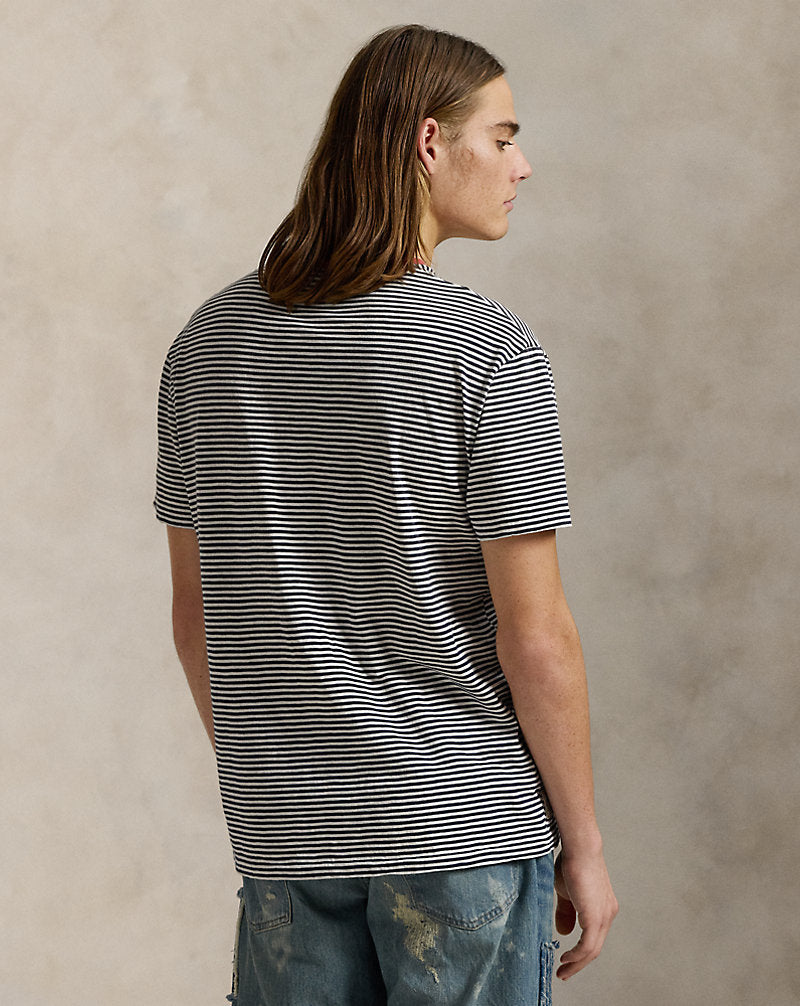 Classic Fit Striped Gauze Jersey T-Shirt Newport Navy/Nevis