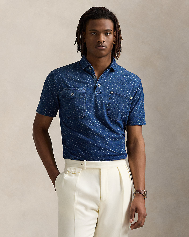Classic Fit Indigo Jersey Polo Shirt Dark Indigo