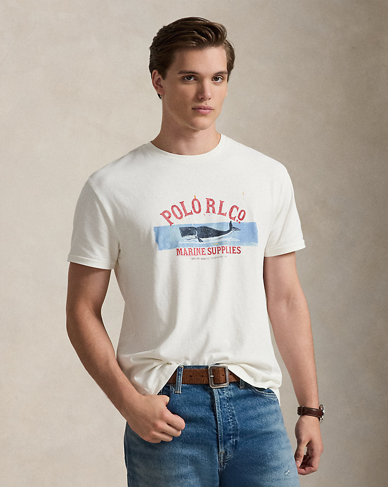 Classic Fit Jersey Graphic T-Shirt Deckwash White