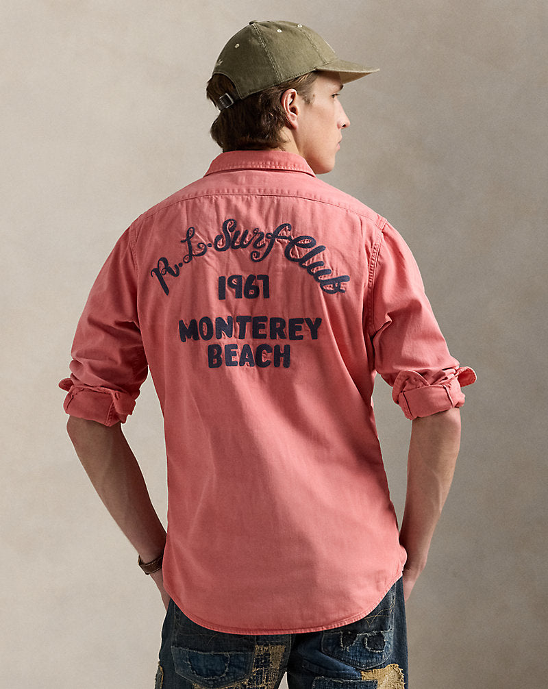 Classic Fit Embroidered Chino Workshirt Newbarn Nantucket Red