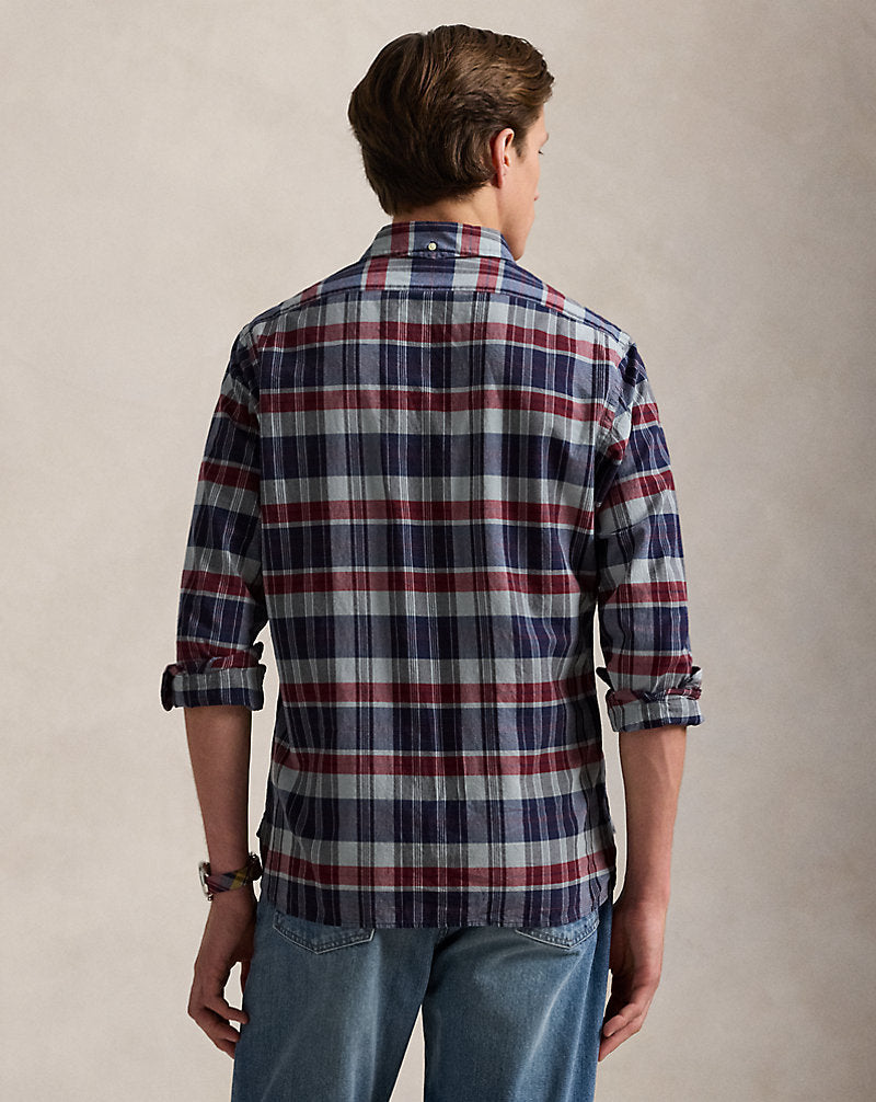 Classic Fit Indigo Madras Shirt Indigo/Red Multi
