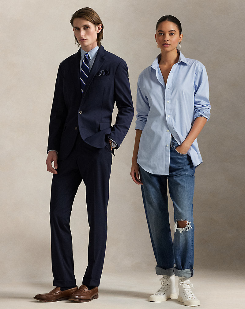 Classic Fit Striped Poplin Shirt Blue/White
