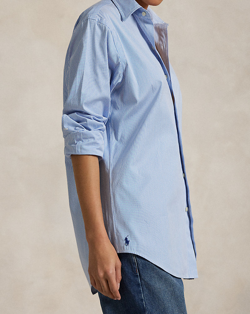 Classic Fit Striped Poplin Shirt Blue/White