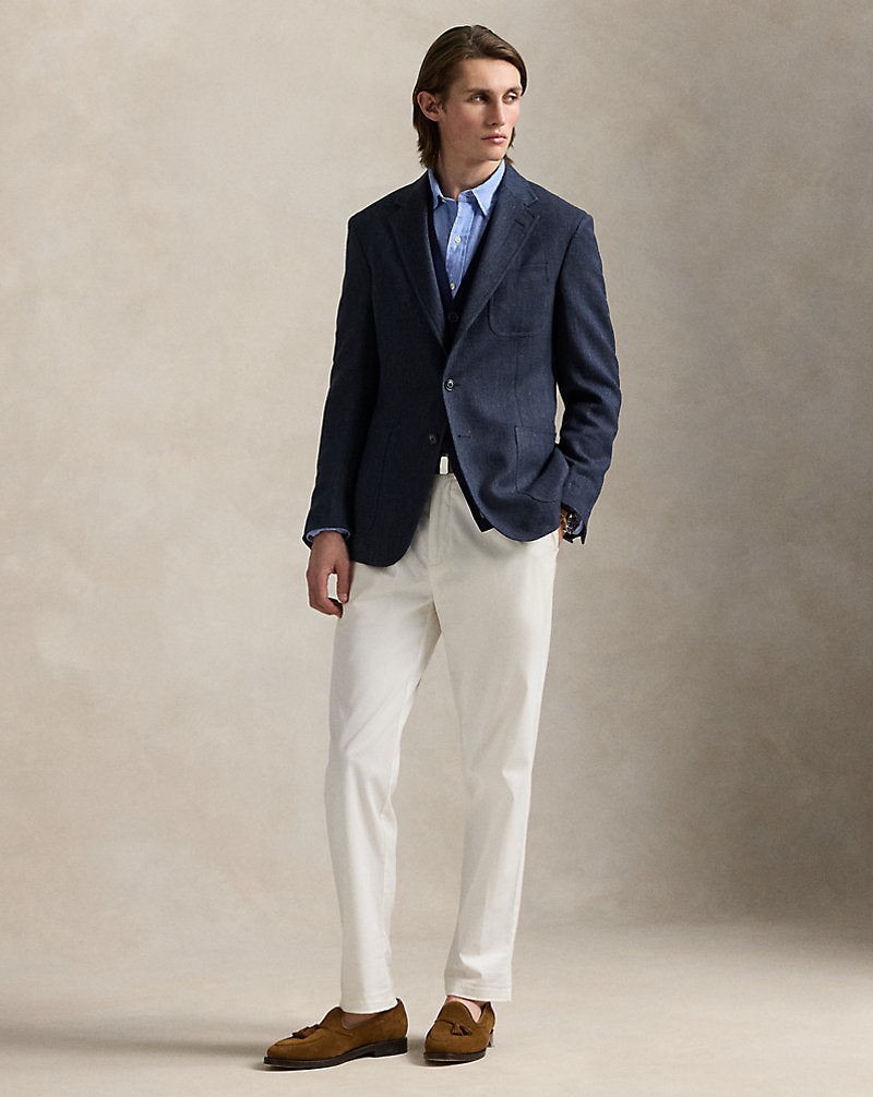 Classic Fit Linen Shirt Blue/White