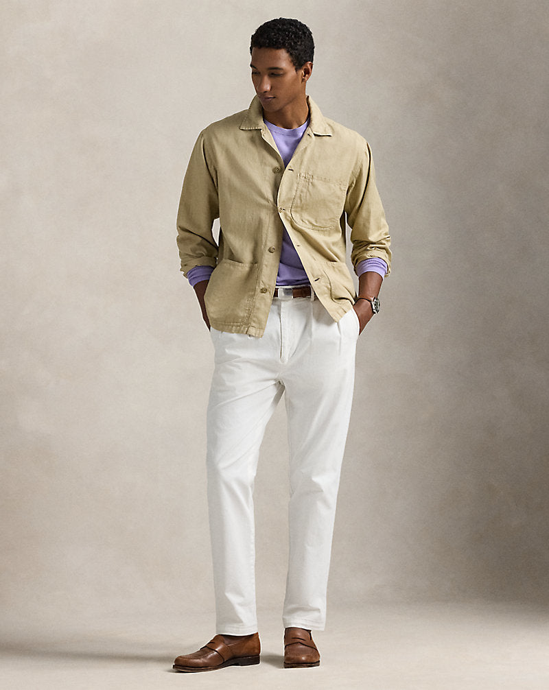 Linen-Cotton Overshirt Coastal Beige