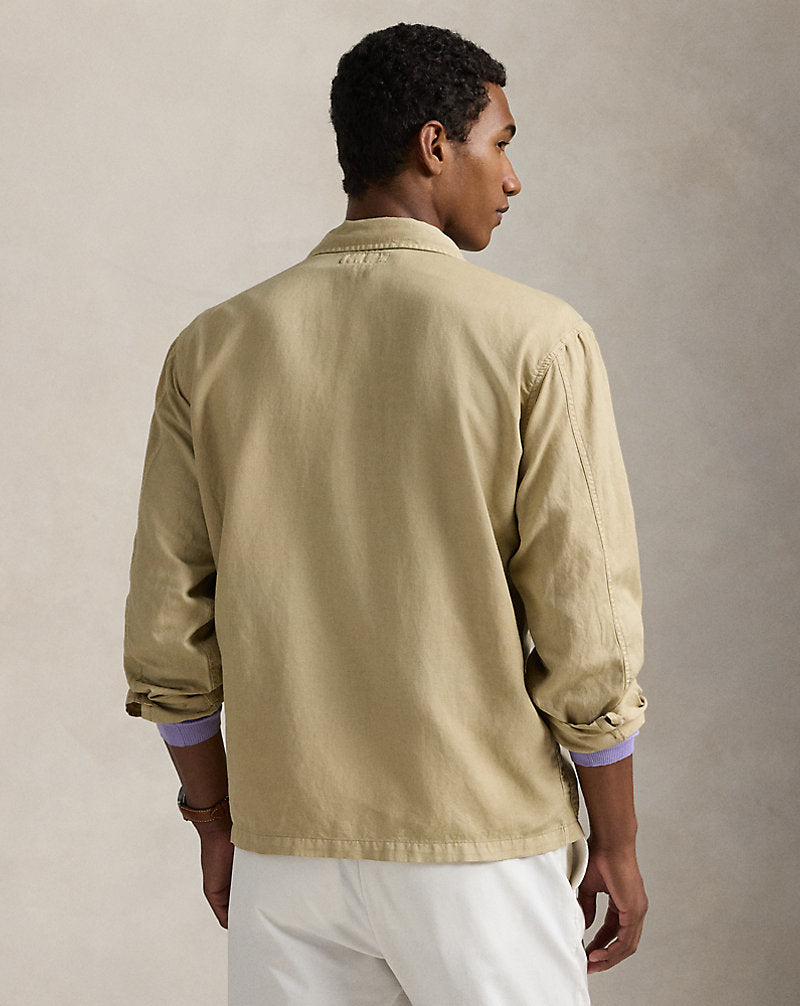 Linen-Cotton Overshirt Coastal Beige