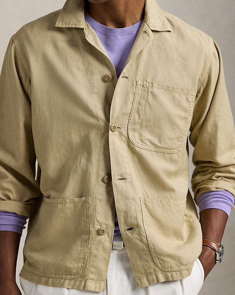 Linen-Cotton Overshirt Coastal Beige