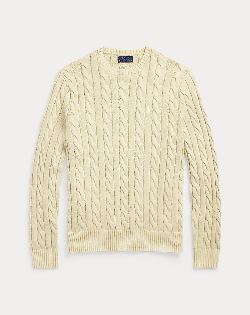 Cable-Knit Mineral-Dyed Cotton Jumper Natural