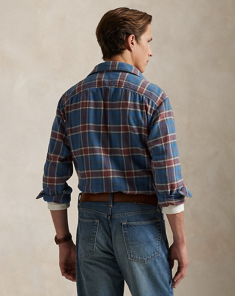 Classic Fit Plaid Twill Workshirt Blue/Red Multi