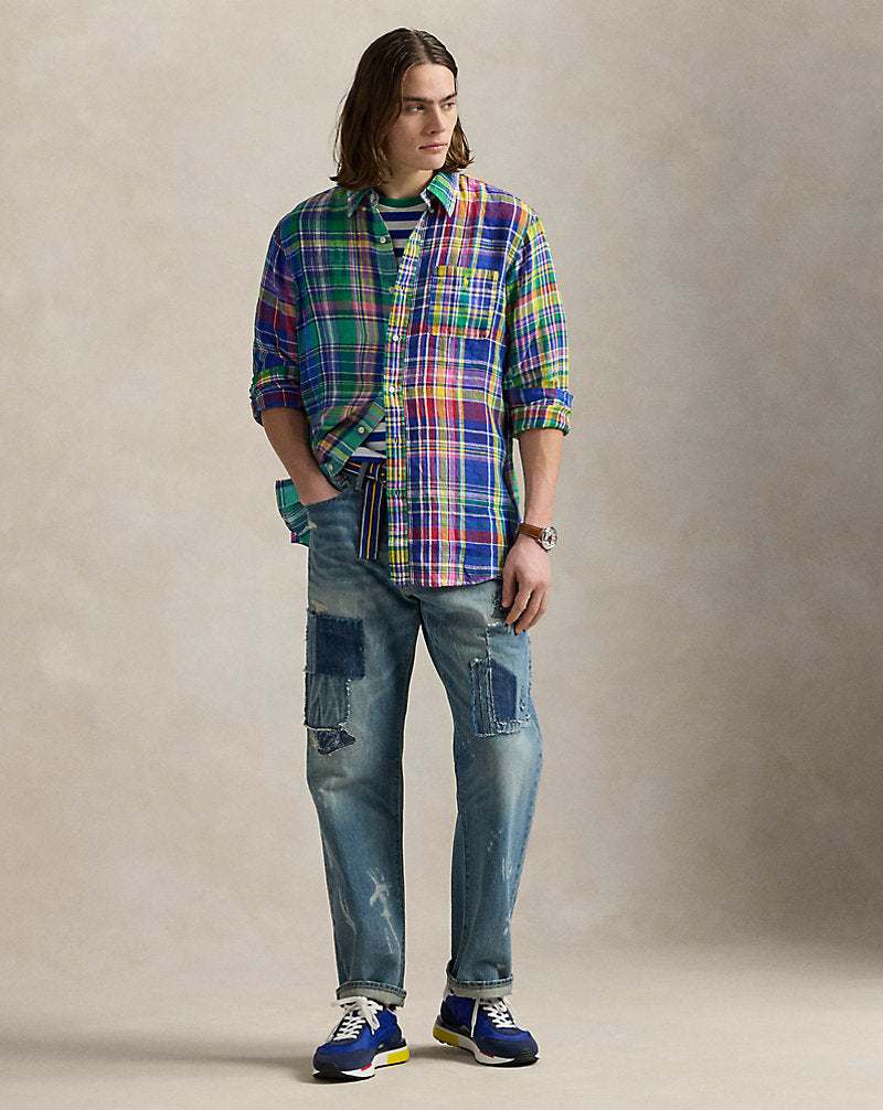 Classic Fit Plaid Linen Fun Shirt Funshirt