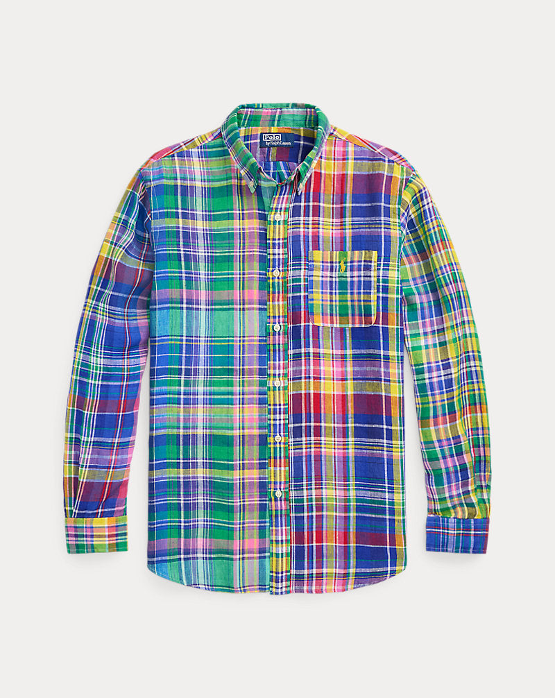 Classic Fit Plaid Linen Fun Shirt Funshirt