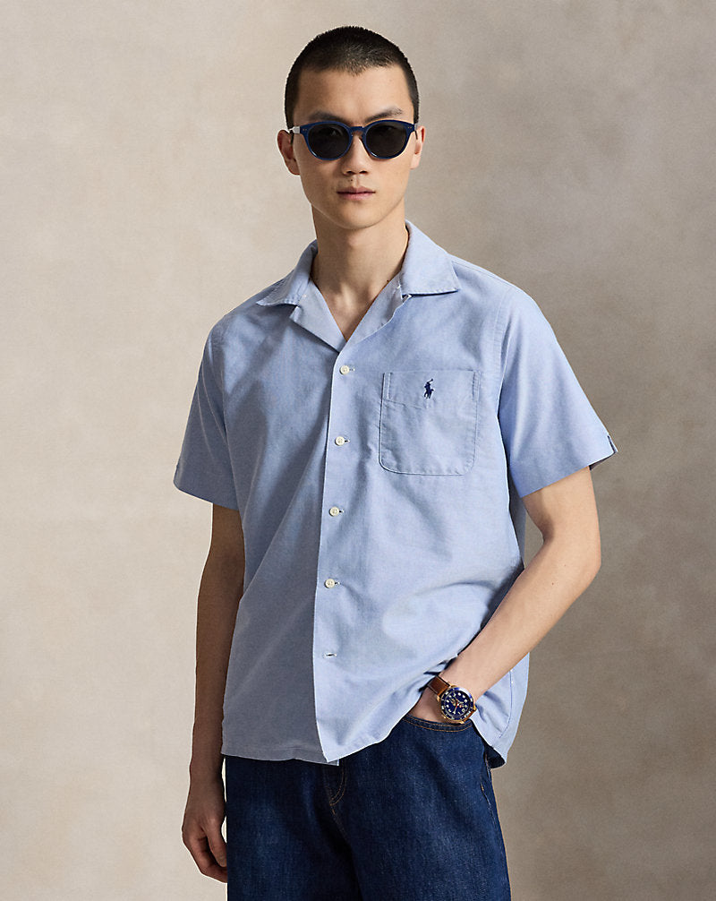 Classic Fit Oxford Camp Shirt Blue