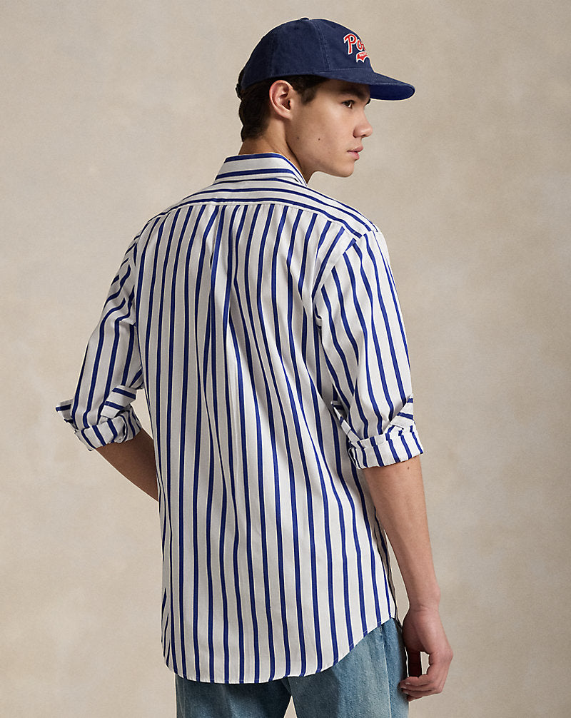 Classic Fit Striped Poplin Shirt White/Blue