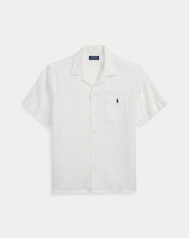 Classic Fit Linen Camp Shirt Ceramic White