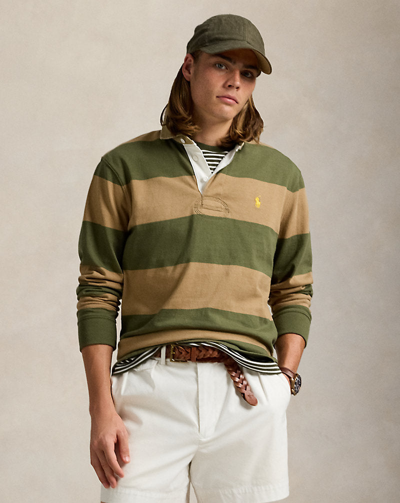 Classic Fit Khaki-Collar Rugby Shirt New Olive/Montana Khaki