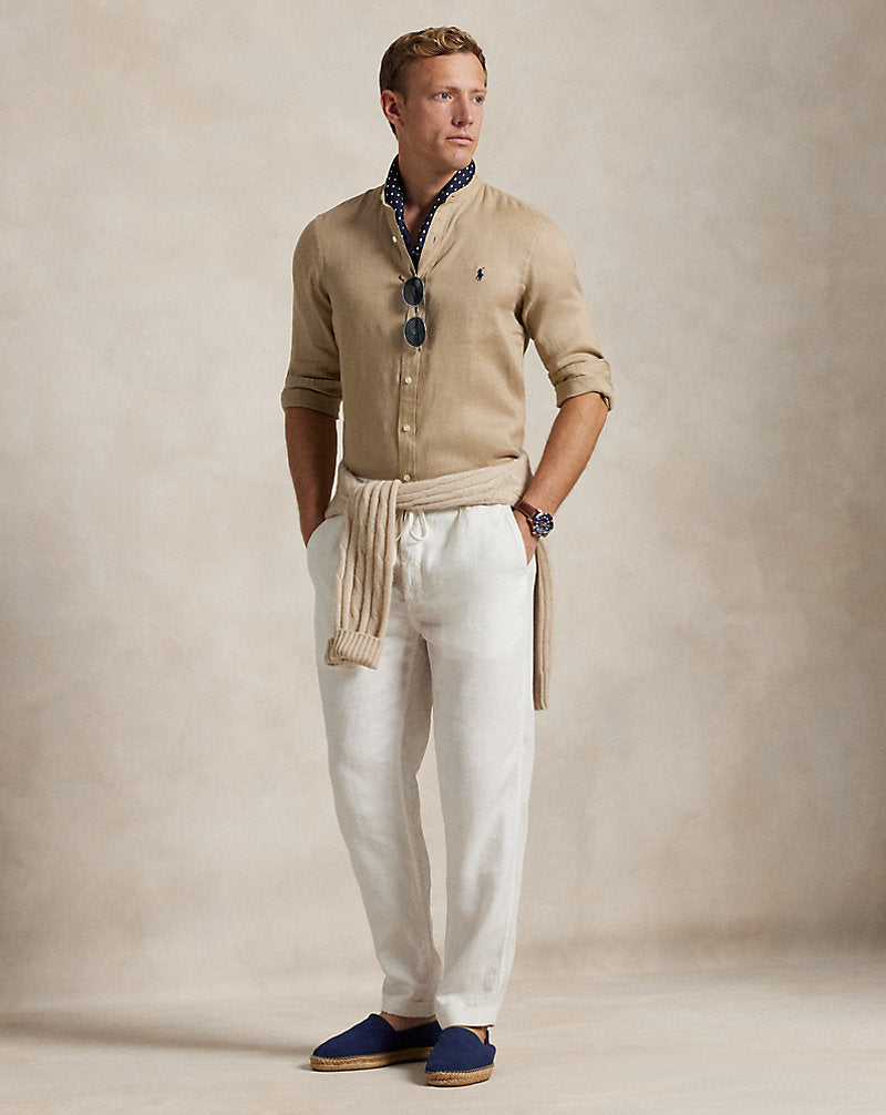 Slim Fit Linen Shirt Coastal Beige