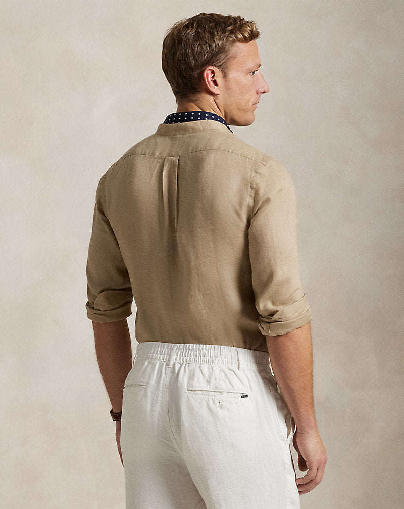 Slim Fit Linen Shirt Coastal Beige