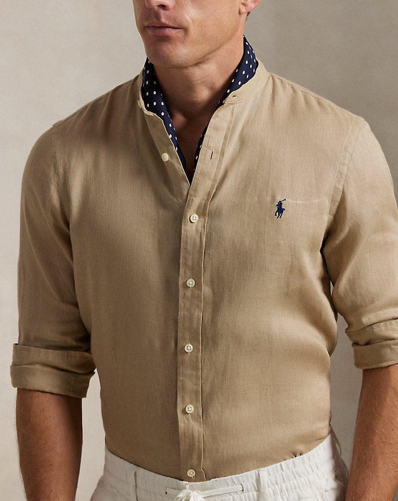 Slim Fit Linen Shirt Coastal Beige