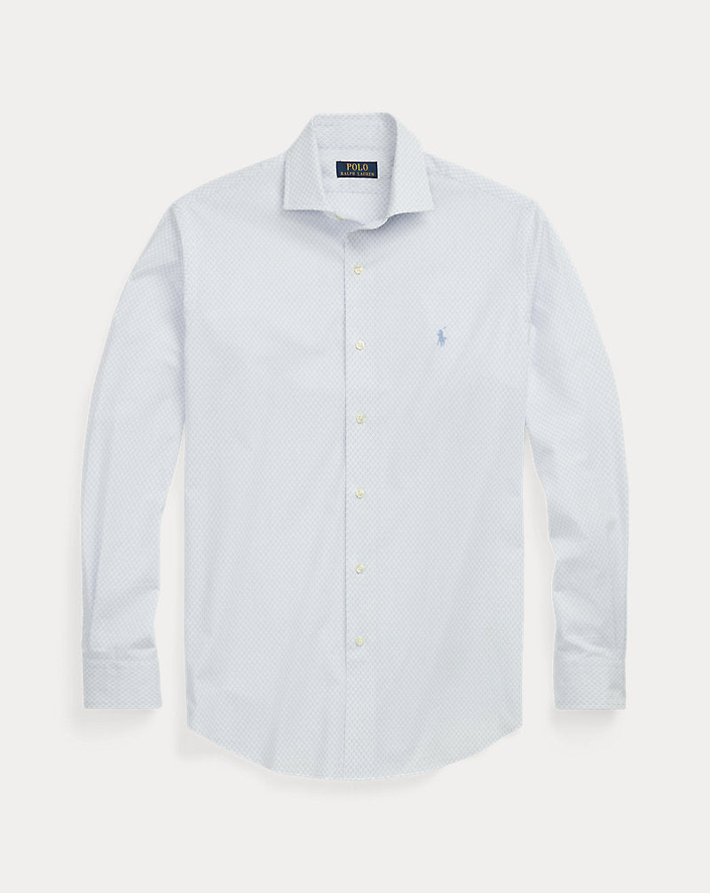 Custom Fit Print Stretch Poplin Shirt Diamond Dot Deco