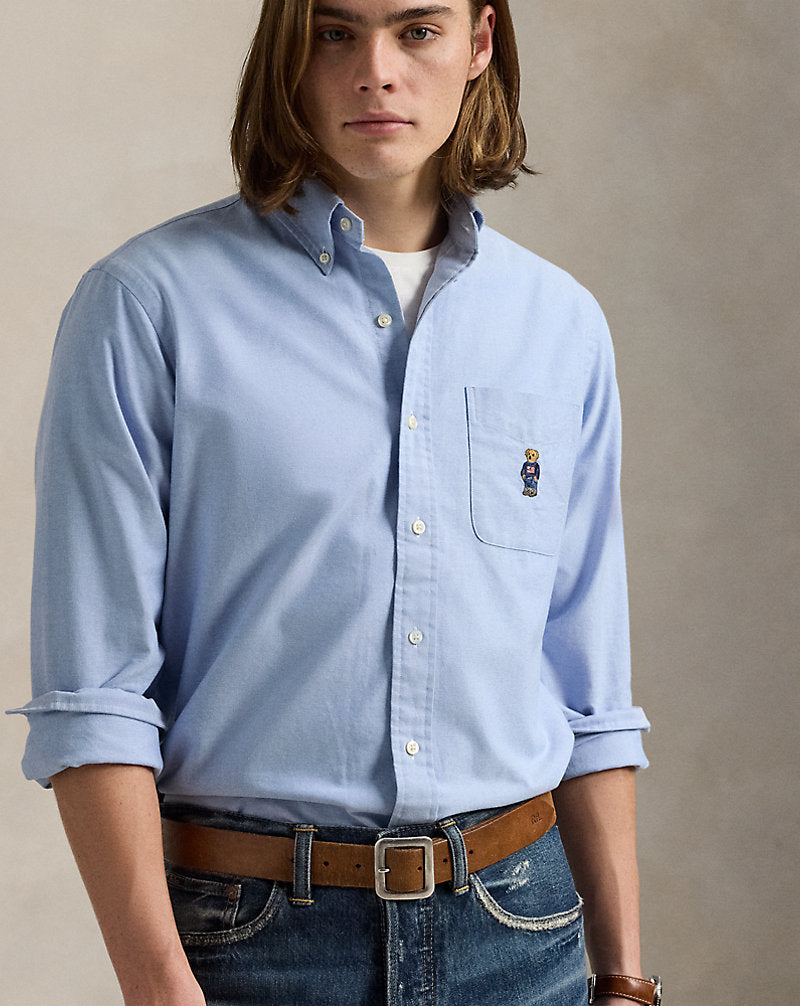Custom Fit Polo Bear Oxford Shirt Bsr Blue
