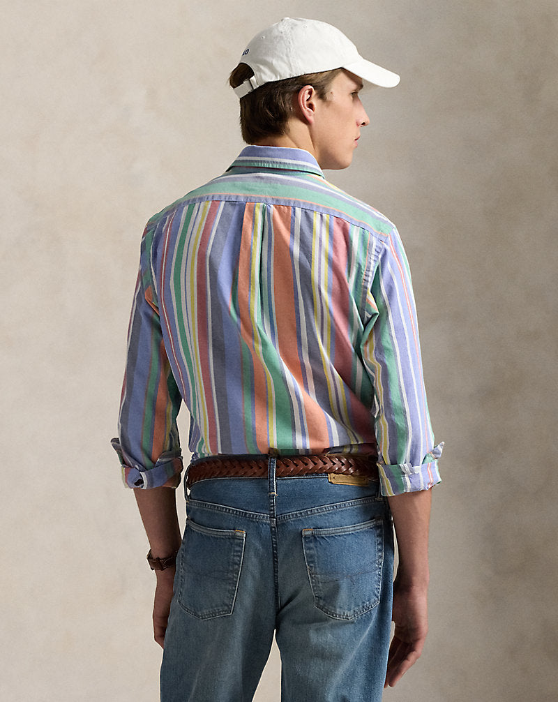Custom Fit Striped Oxford Shirt Navy/Red Multi