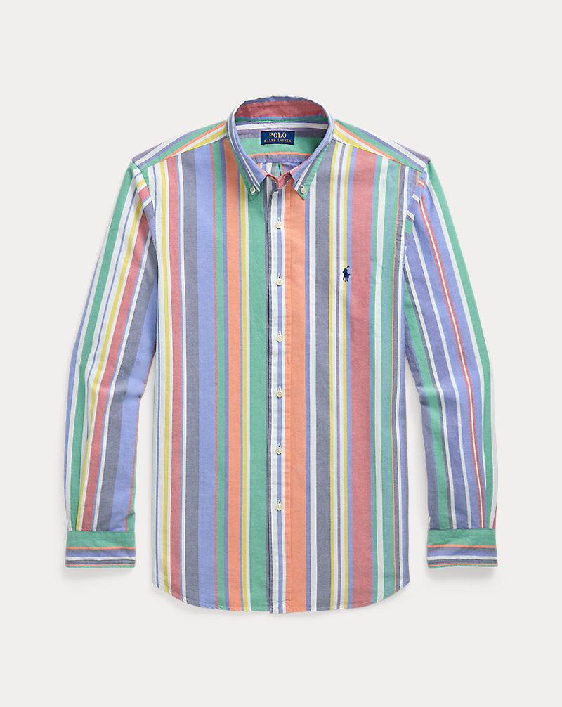 Custom Fit Striped Oxford Shirt Navy/Red Multi