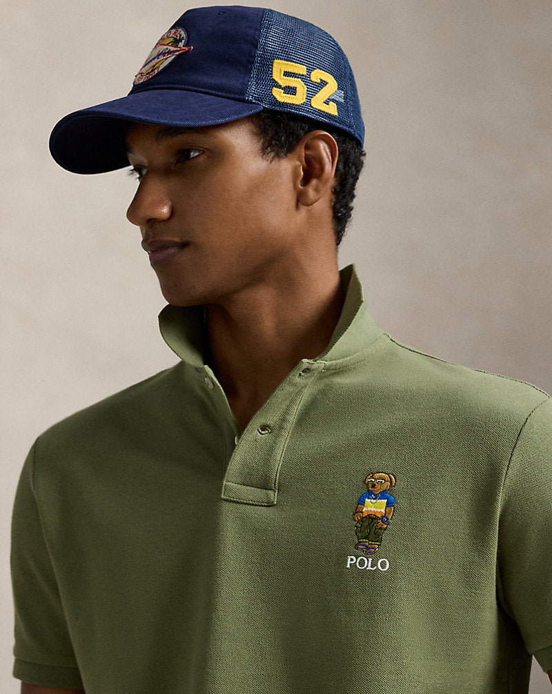 Custom Slim Polo Bear Mesh Polo Shirt Tree Green Beach Shp