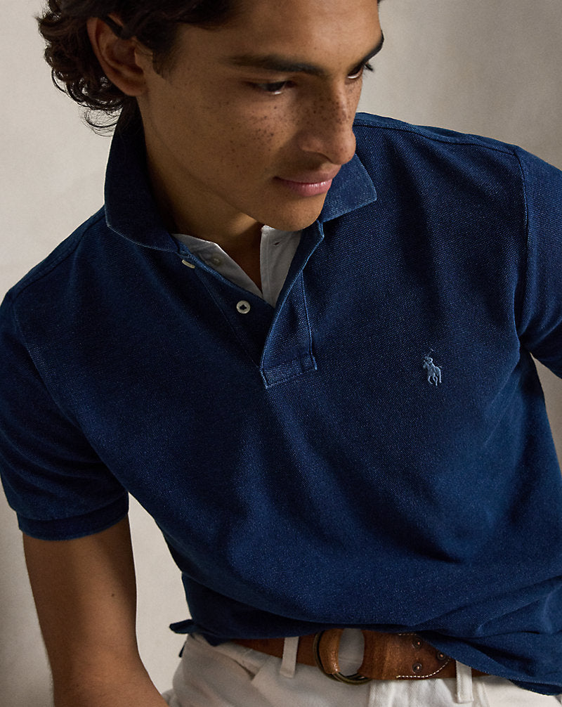 Custom Slim Fit Indigo Mesh Polo Shirt Dark Indigo/c7503