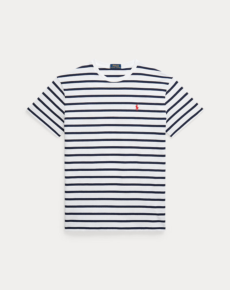 Classic Fit Striped Mesh T-Shirt White/ Newport Navy