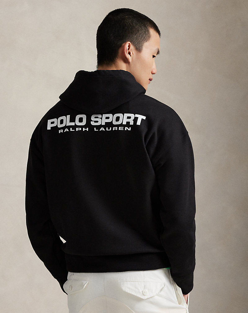 Relaxed Fit Polo Sport Fleece Hoodie Polo Black