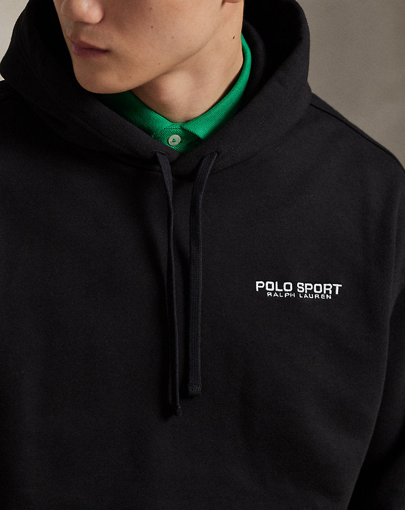 Relaxed Fit Polo Sport Fleece Hoodie Polo Black
