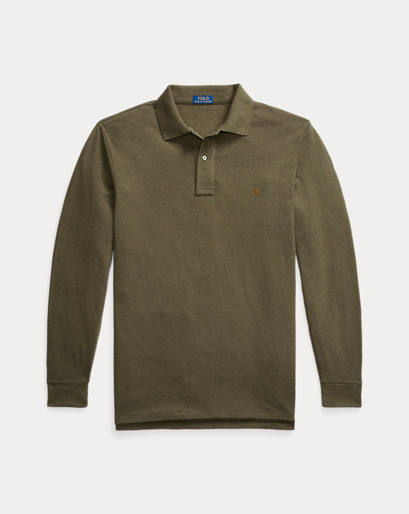 Mesh Long-Sleeve Polo Shirt Service Green Hthr