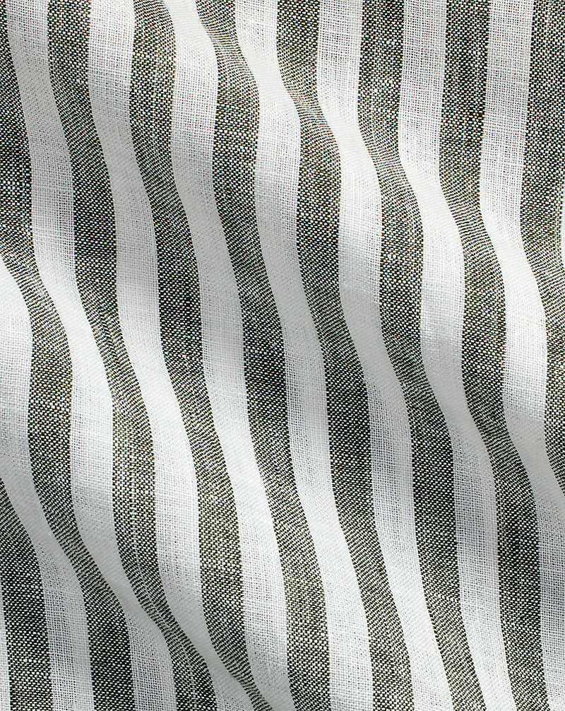 Striped Linen Shirt New Olive/White