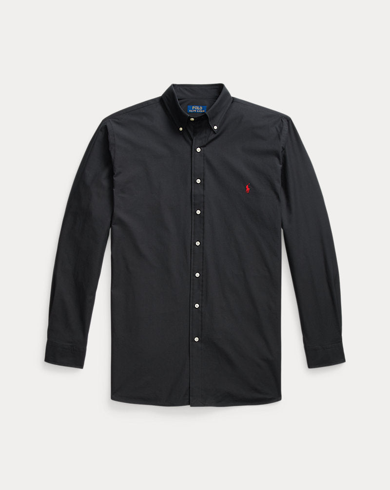 Stretch Poplin Shirt Polo Black