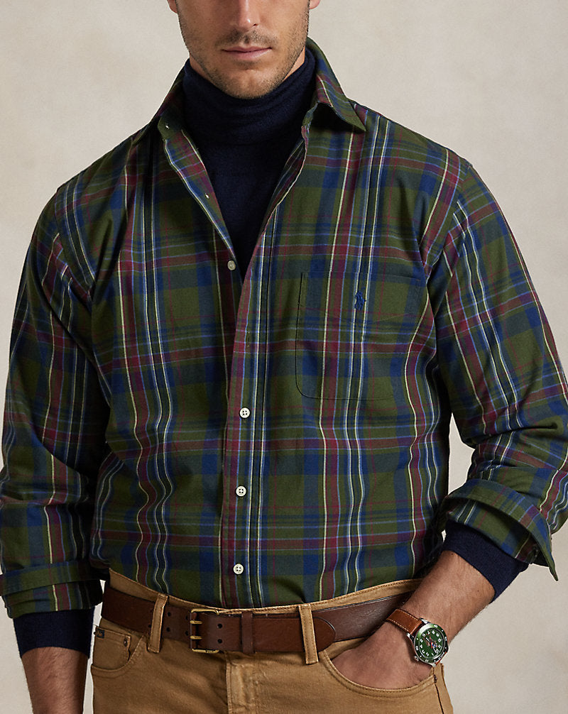 Plaid Performance Shirt Olive Navy Multi