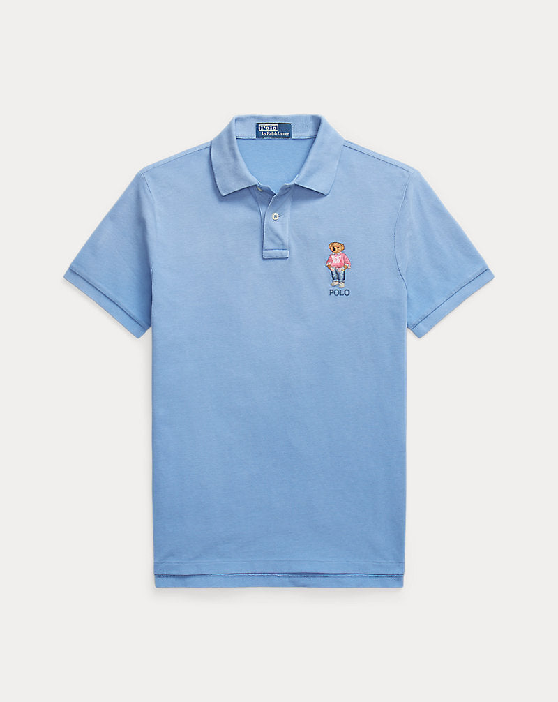 Polo Bear Garment-Dyed Mesh Polo Shirt Blue Surf Club Jeep Bear