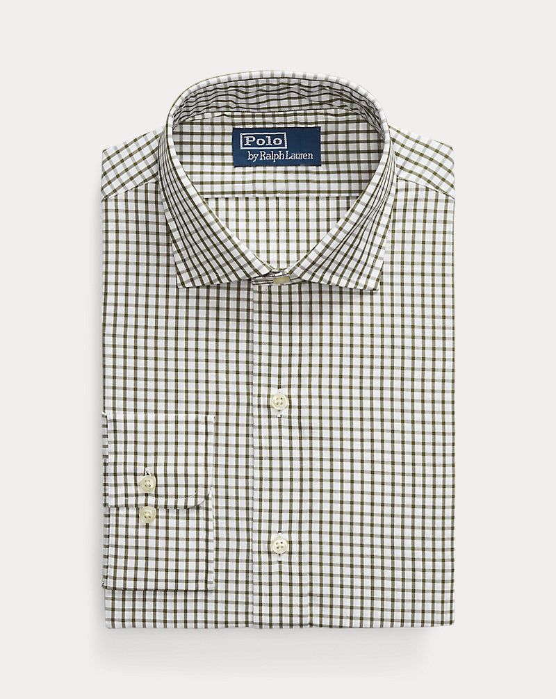 Custom Fit Tattersall Poplin Shirt White New Olive