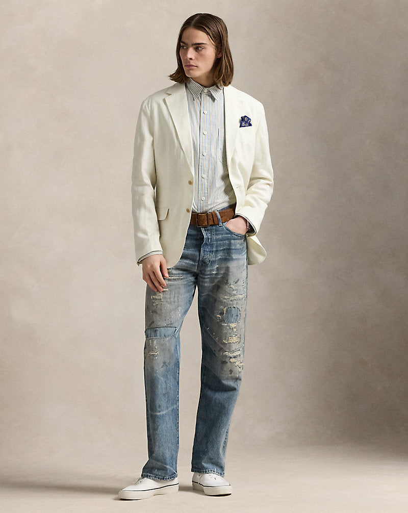 Classic Fit Striped Workshirt Cream Blue Multi