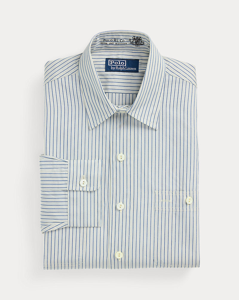Classic Fit Striped Workshirt Cream Blue Multi