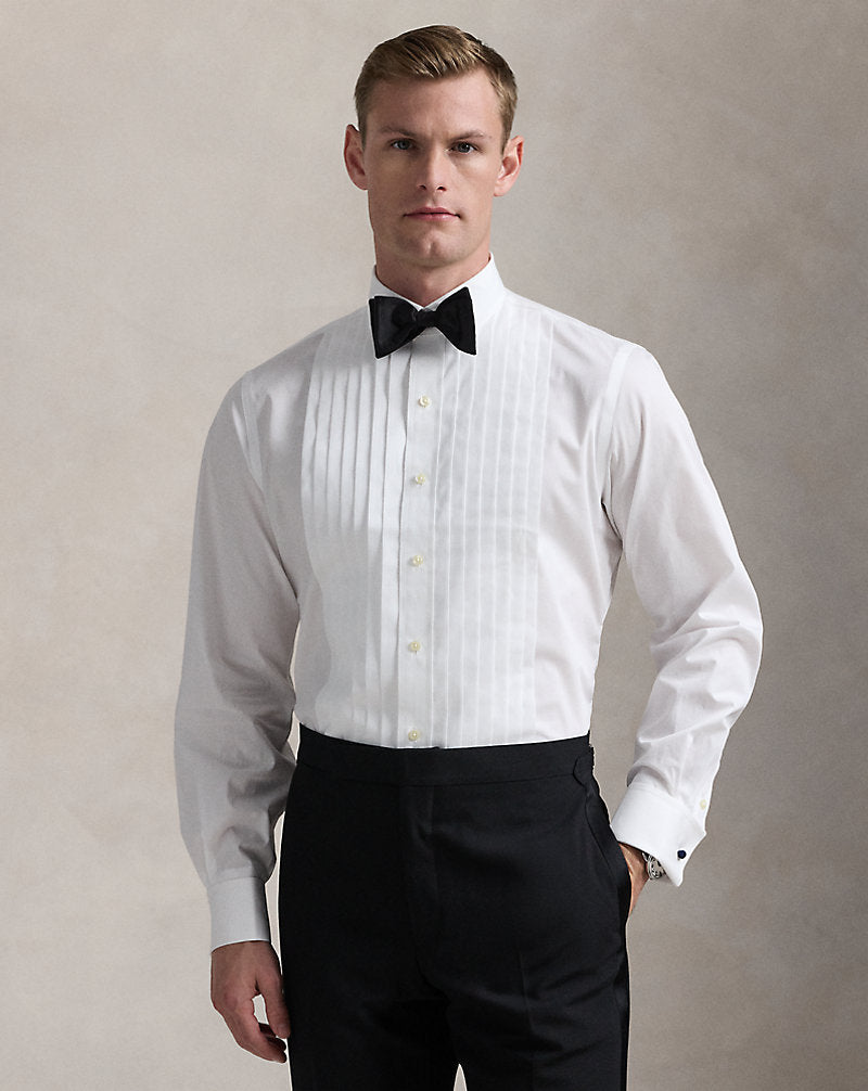 Custom Fit Poplin Tuxedo Shirt White