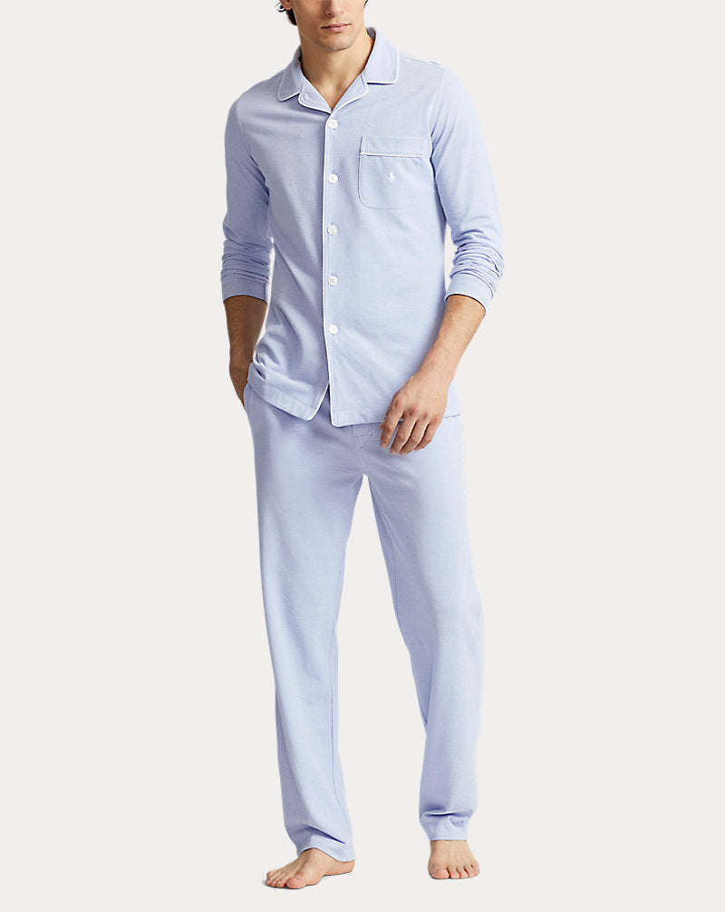 Cotton Mesh Pyjama Set Blue